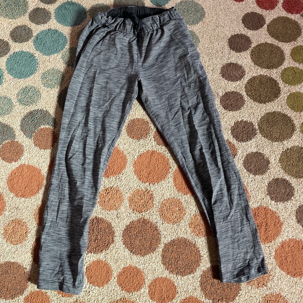 Lululemon Athletica Black and White Striped Stretchy Jogger Pants